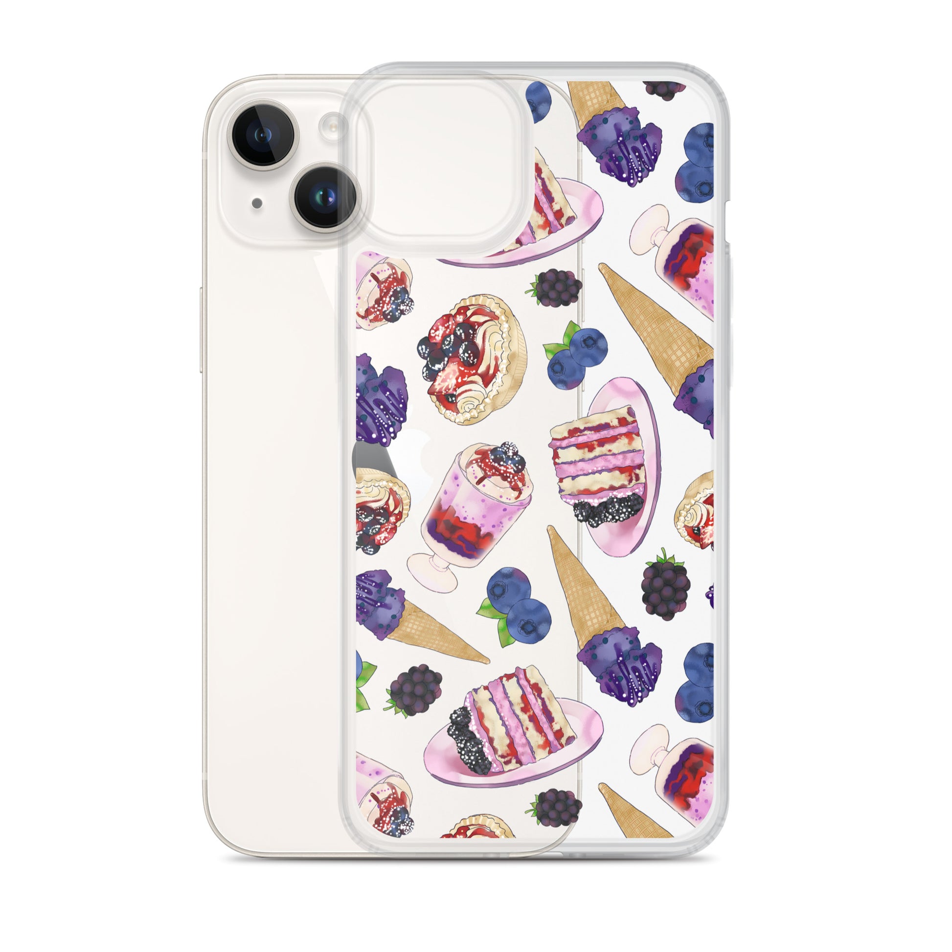 Stylish Berry iPhone® Clear Case with flexible sides and solid back, offering durable protection for your device.