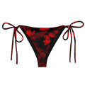 Versatile Butterfly String Bikini Bottom in red and black, perfect for sunbathing with adjustable straps.