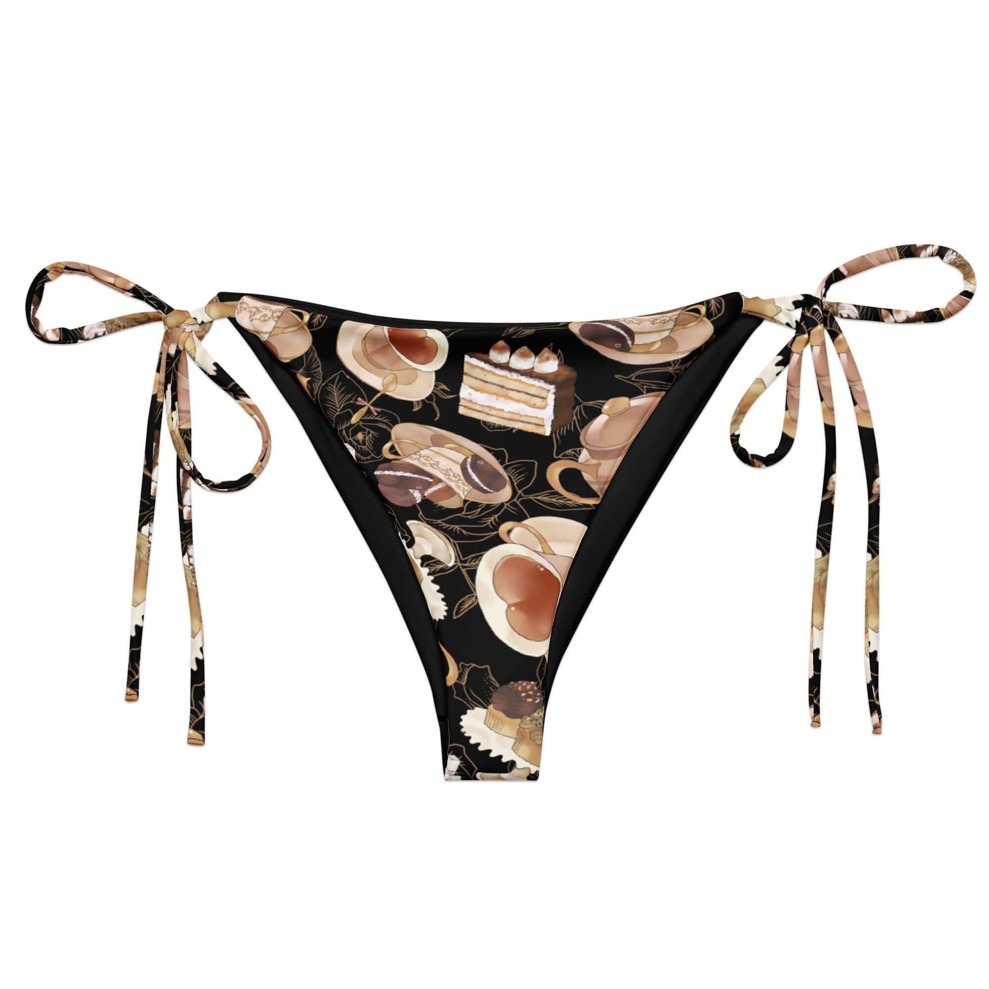 Enjoy the sun in the Cafe String Bikini Bottom, featuring a playful coffee print and adjustable ties for the perfect fit.