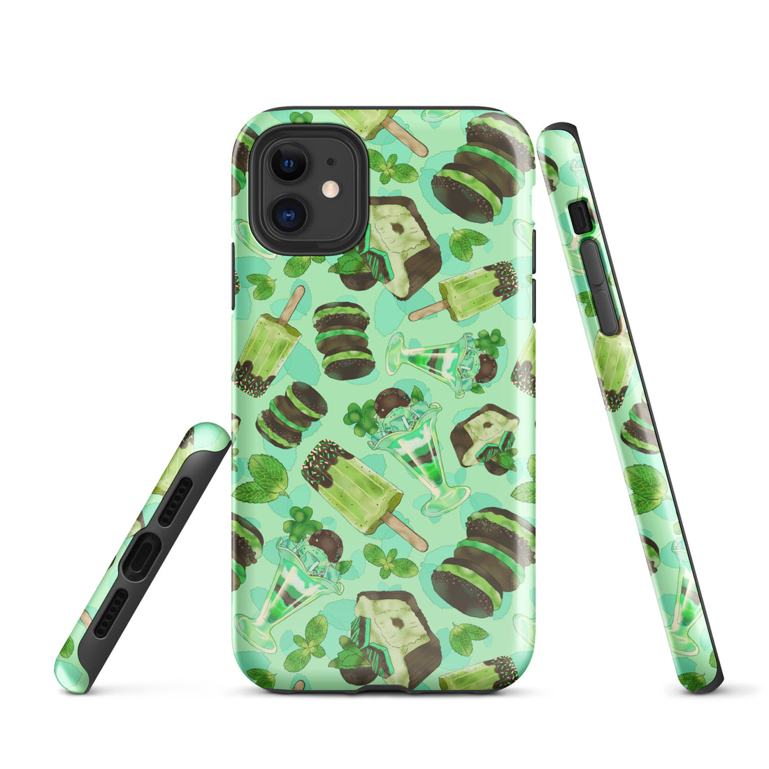 Choco Mint iPhone® Tough Case features a stylish mint pattern, ensuring your phone stays protected and fashionable.