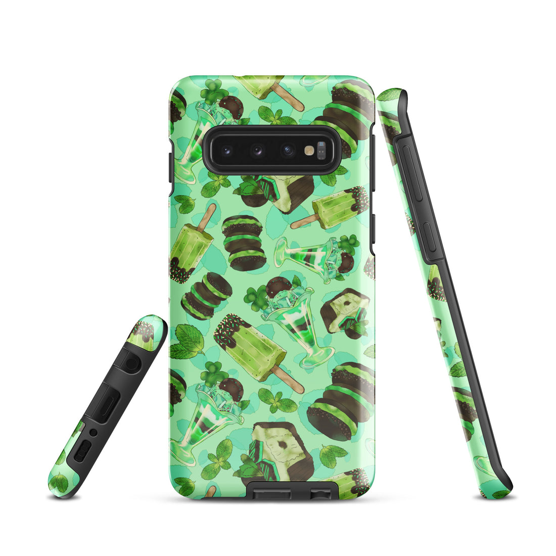 Choco Mint Samsung® Tough Case features a vibrant mint design, combining style with protection for your phone.