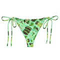 Choco Mint String Bikini Bottom with vibrant mint and chocolate patterns, perfect for summer poolside relaxation.