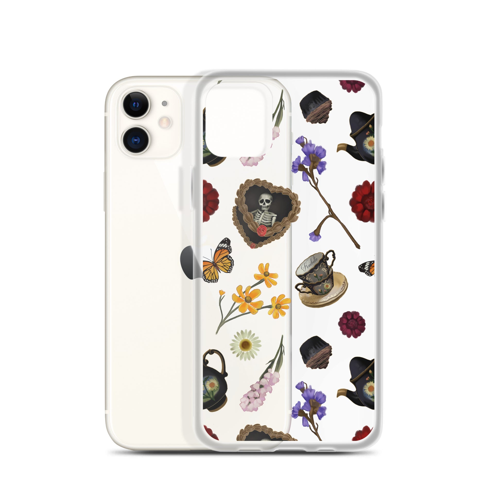 Gothic Tea Time iPhone® Clear Case showcases intricate designs, providing stylish protection for your device.