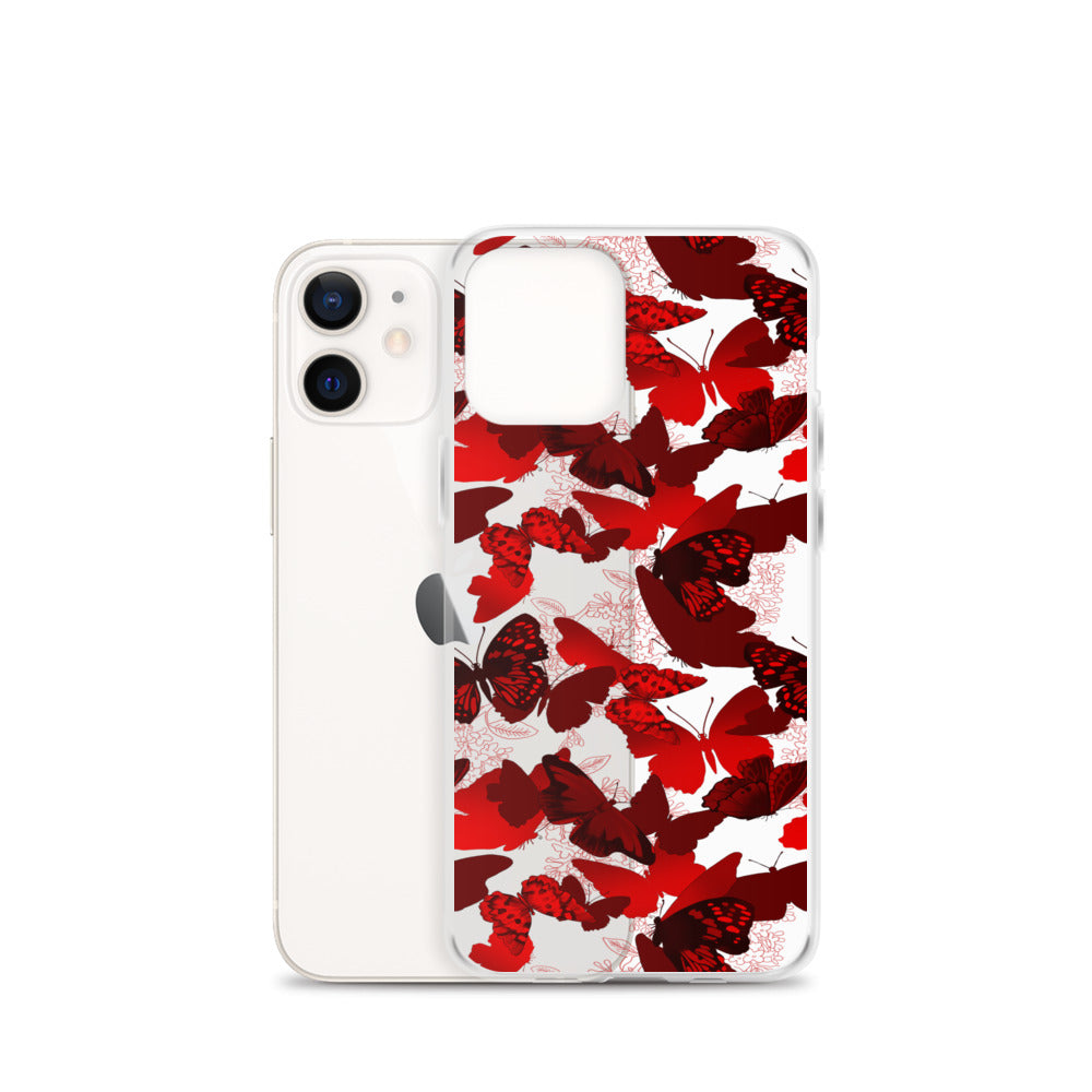 Butterfly iPhone Clear Case (Transparent Crimson) - iPhone 12 mini
