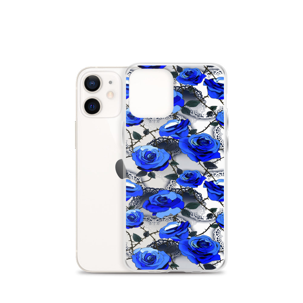 Enchanted Rose (Transparent) iPhone Clear Case (Blue) - iPhone 12 mini