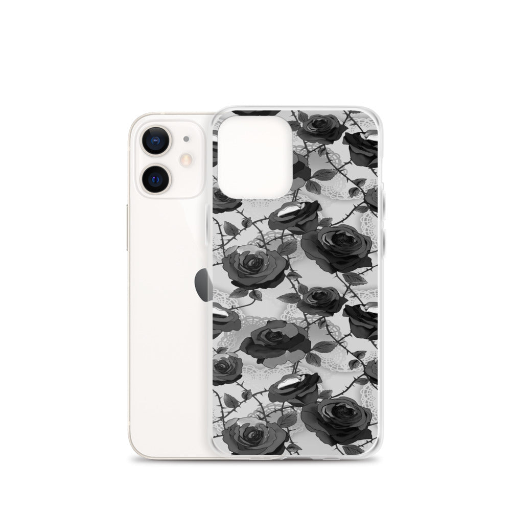 Enchanted Rose iPhone Clear Case (Black) - iPhone 12 mini