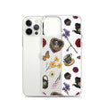 Gothic Tea Time iPhone® Clear Case featuring elegant floral and skull designs for stylish protection and easy access.
