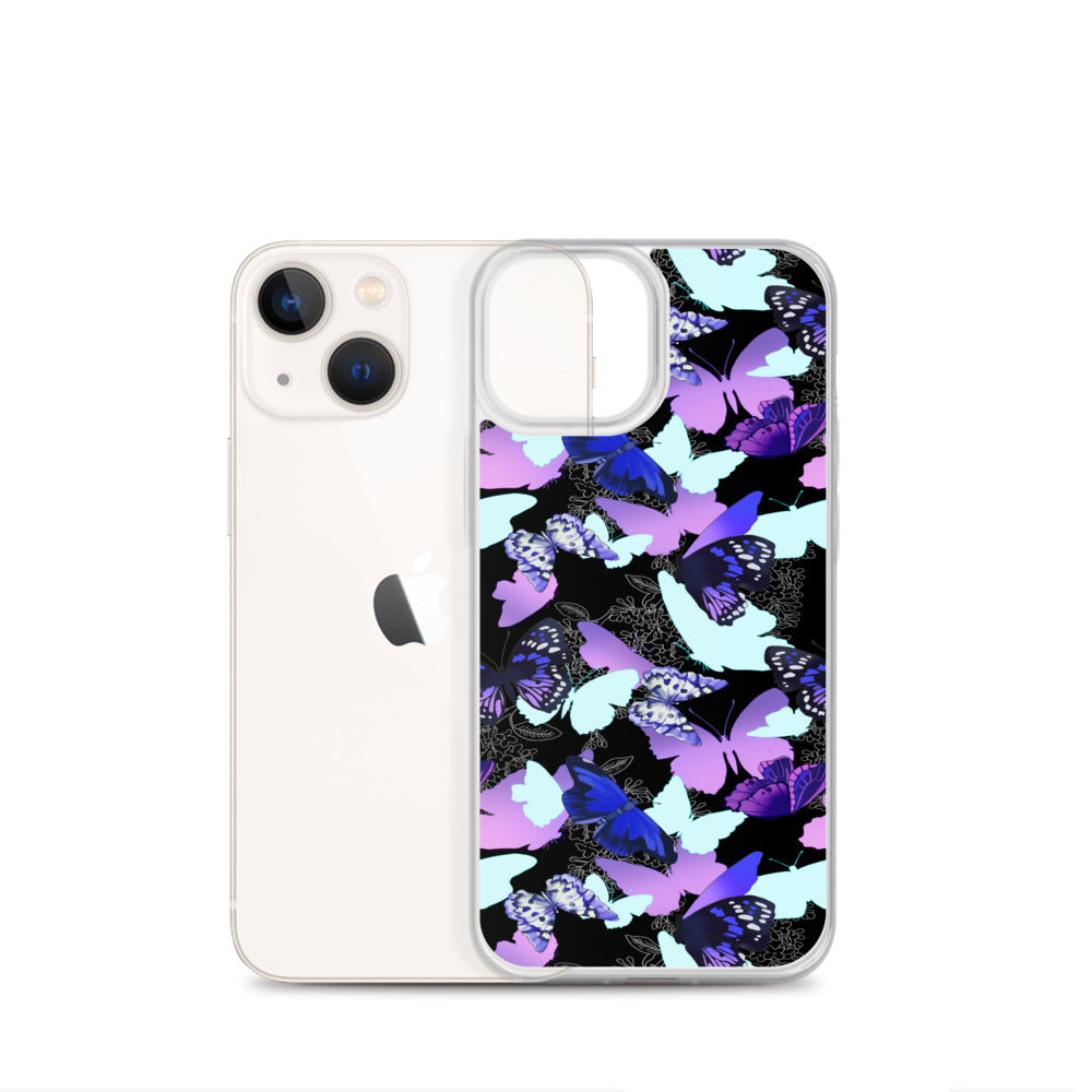 Butterfly iPhone Clear Case (Black) - iPhone 13 mini