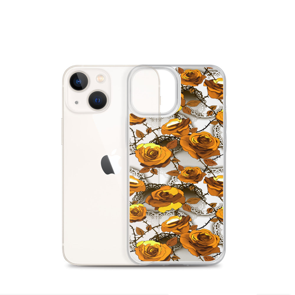 Enchanted Rose (Transparent) iPhone Clear Case (Gold) - iPhone 13 mini