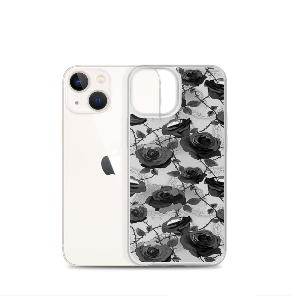 Enchanted Rose iPhone Clear Case (Black) - iPhone 13 mini