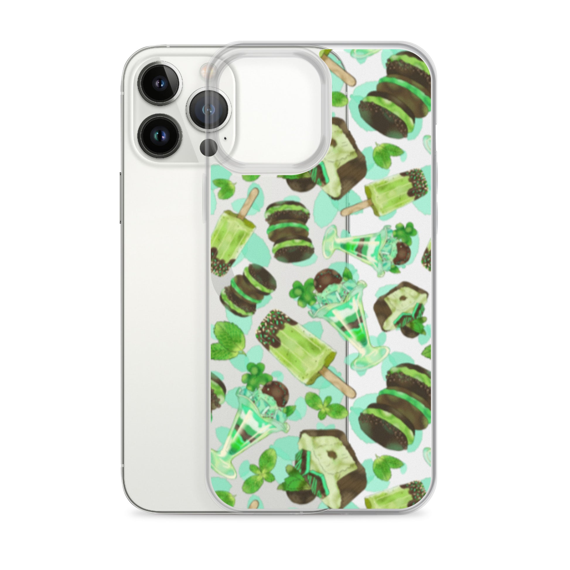 Choco Mint iPhone® Clear Case features a stylish design, providing protection against scratches and dust. Perfect for your phone!