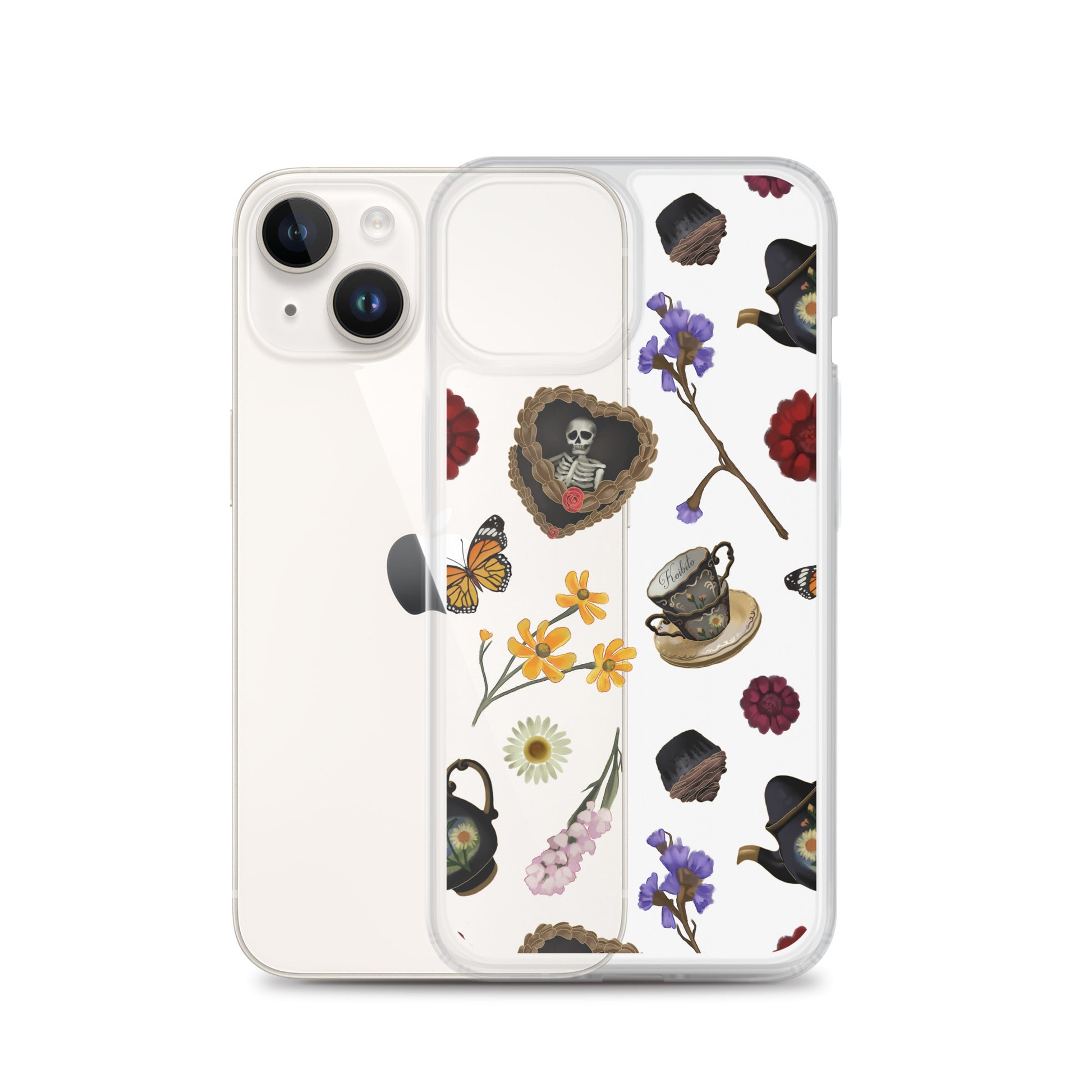 Gothic Tea Time iPhone® Clear Case featuring elegant designs and durable protection for your device. Perfect for style!
