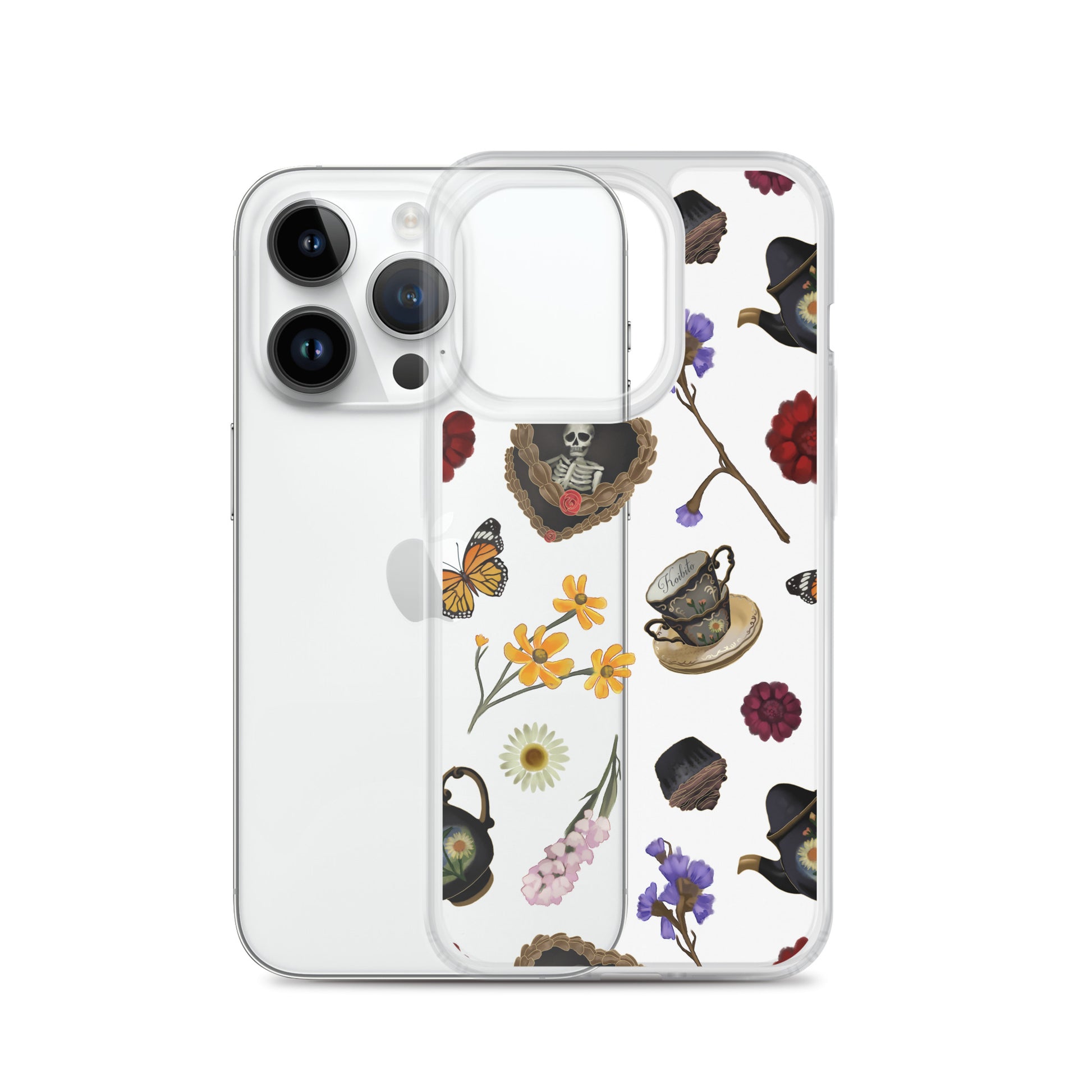 Gothic Tea Time iPhone® Clear Case features elegant designs, offering stylish protection for your device against daily wear.