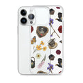 Stylish Gothic Tea Time iPhone® Clear Case featuring floral and skull designs, perfect for protection and aesthetics.