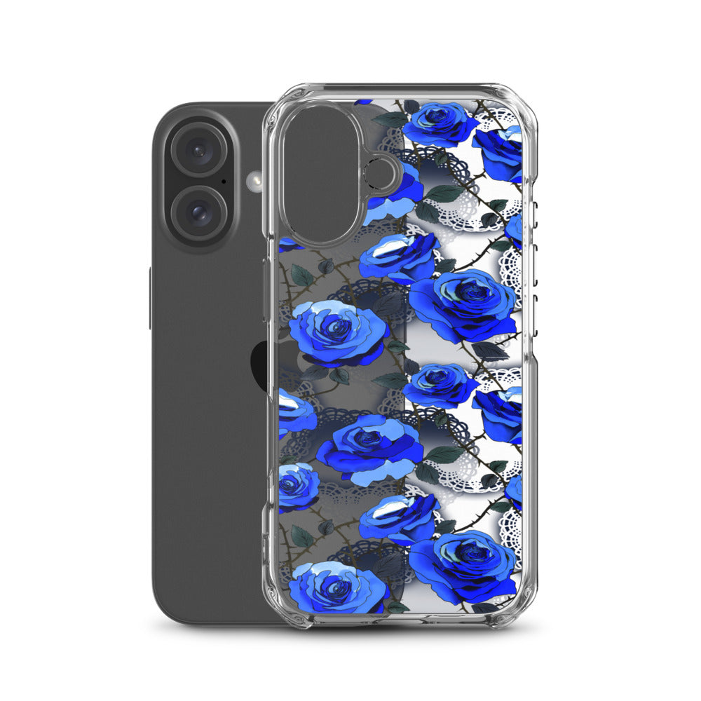 Enchanted Rose (Transparent) iPhone Clear Case (Blue) - iPhone 16