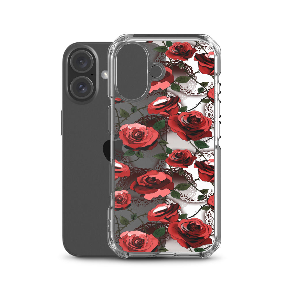 Enchanted Rose (Transparent) iPhone Clear Case (Red) - iPhone 16