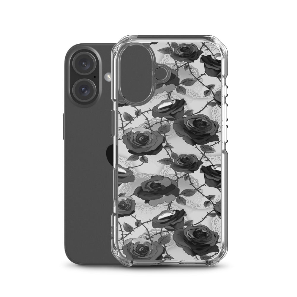 Enchanted Rose iPhone Clear Case (Black) - iPhone 16