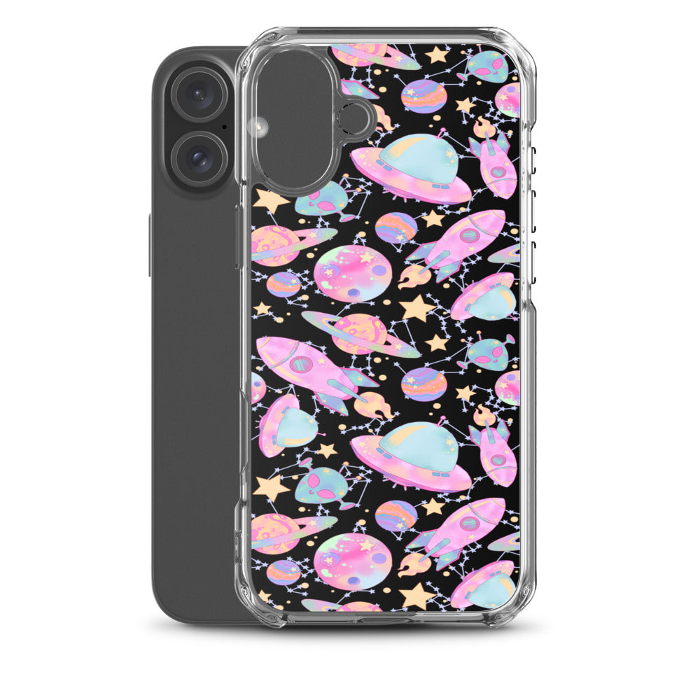 Space iPhone Clear Case (Black) - iPhone 16 Plus