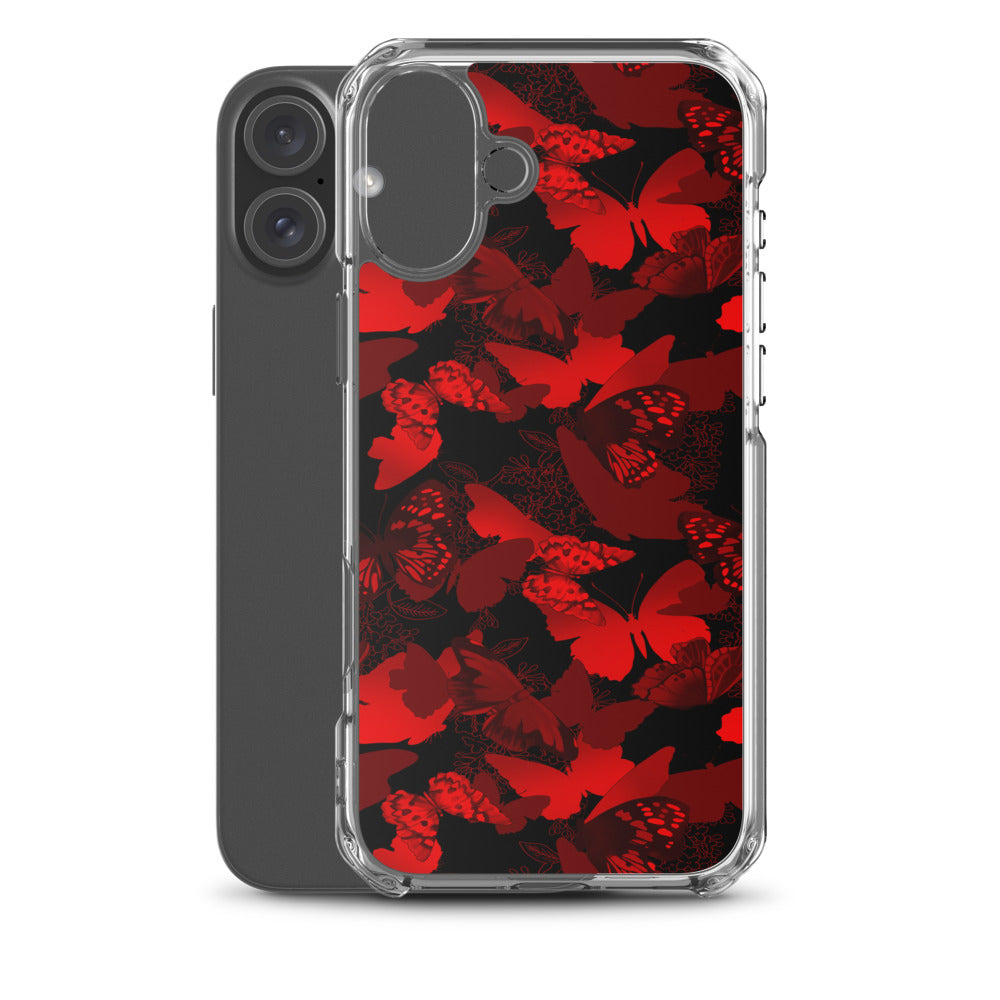 Butterfly iPhone Clear Case (Crimson) - iPhone 16 Plus