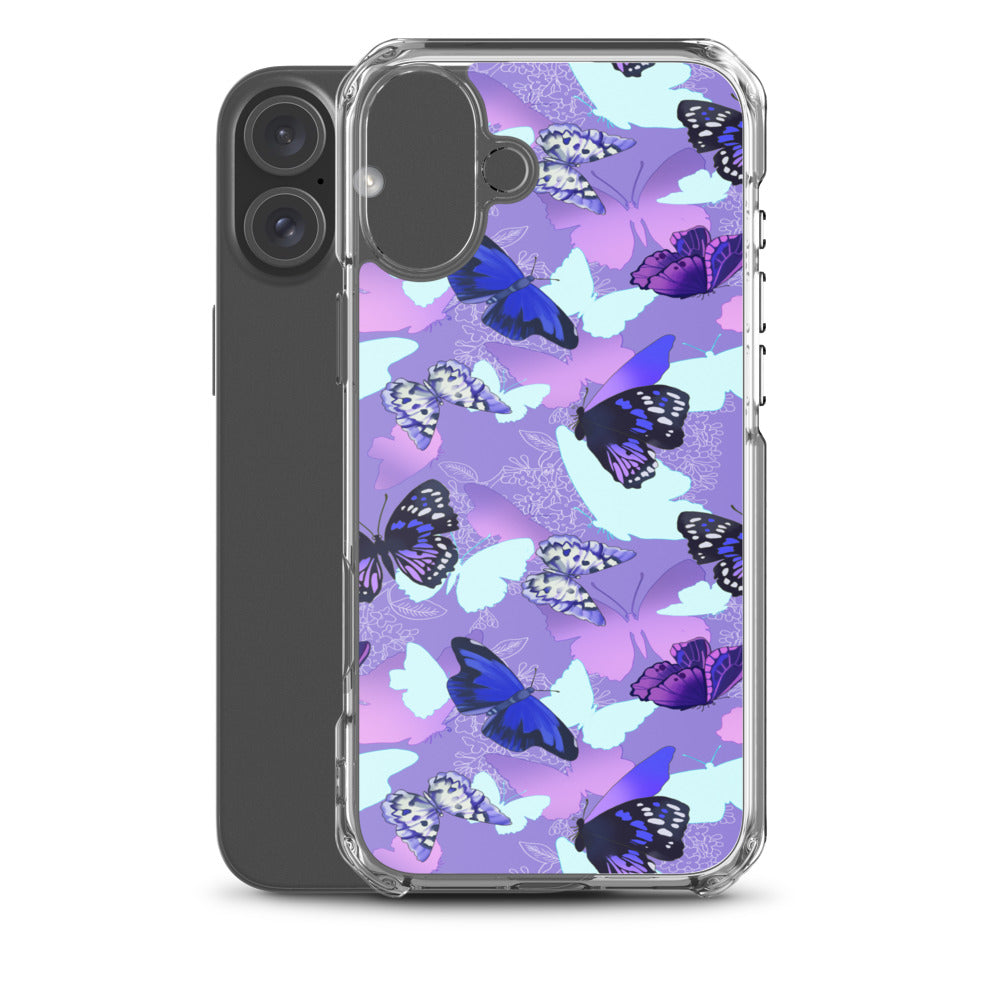 Butterfly iPhone Clear Case (Purple) - iPhone 16 Plus