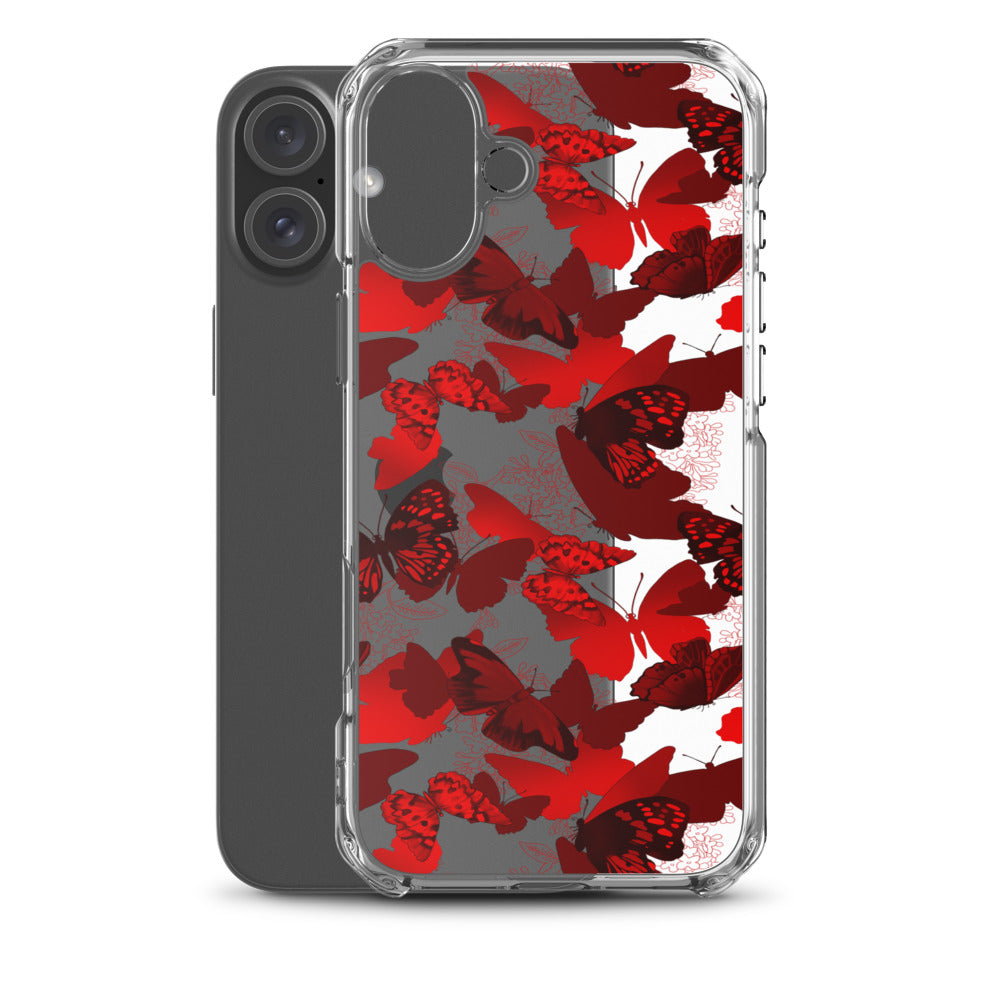 Butterfly iPhone Clear Case (Transparent Crimson) - iPhone 16 Plus