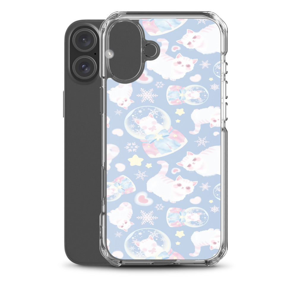 Snow Kitten iPhone Clear Case (Blue) - iPhone 16 Plus