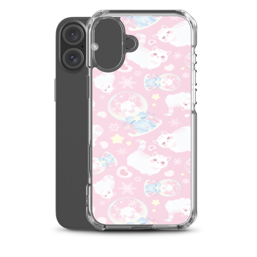 Snow Kitten iPhone Clear Case (Pink) - iPhone 16 Plus