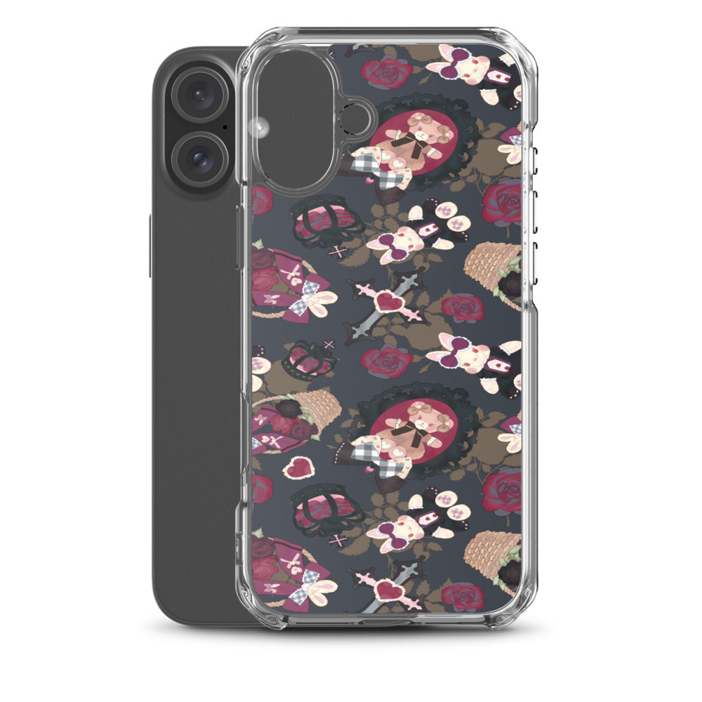 Gothic Teddy iPhone Clear Case (Grey) - iPhone 16 Plus