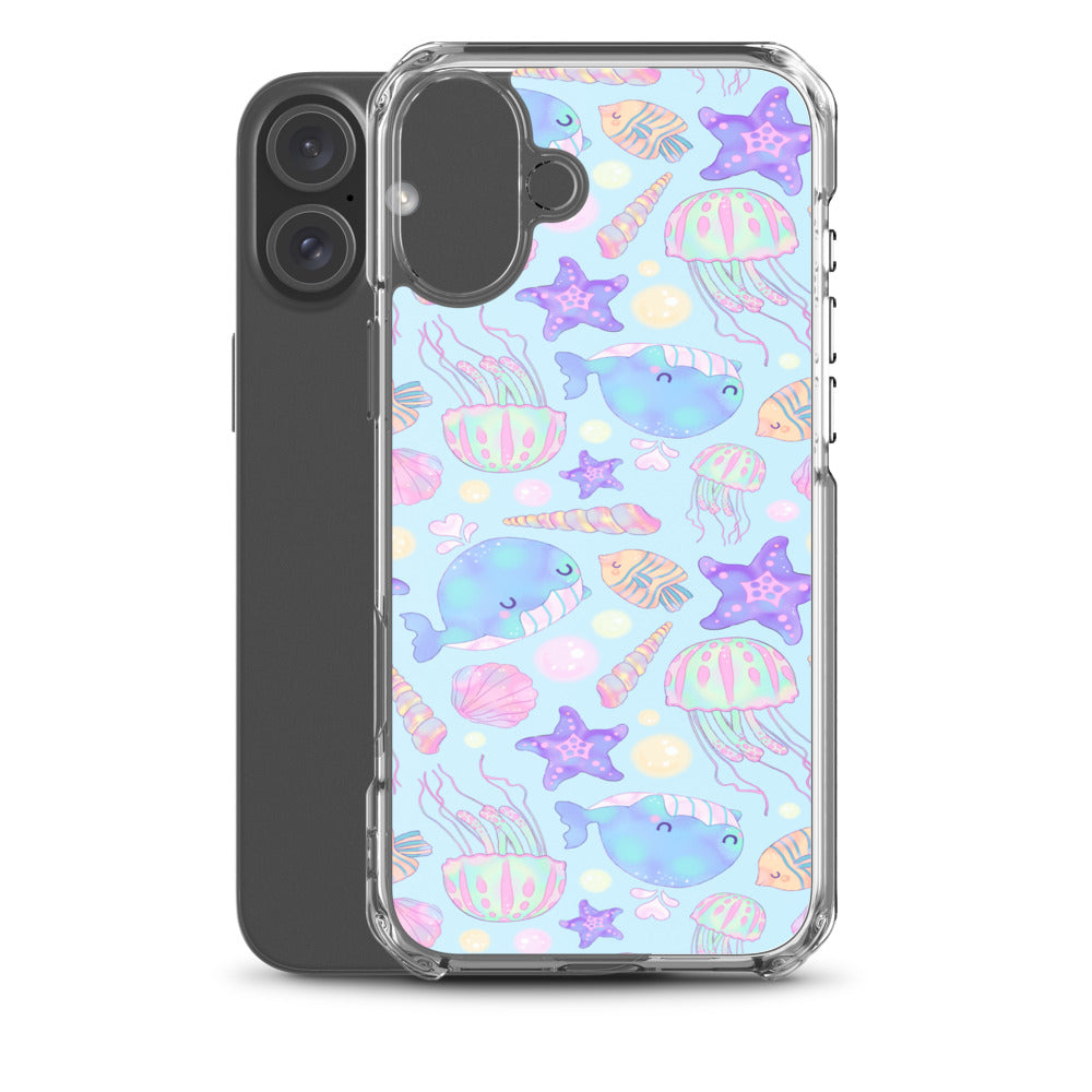 Under the Sea iPhone Clear Case (Blue) - iPhone 16 Plus
