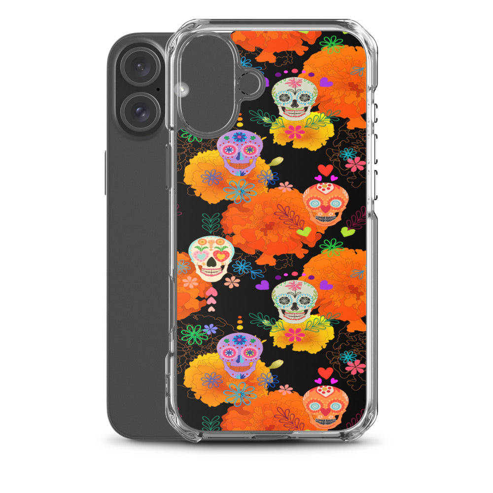 Sugar Skull iPhone Clear Case (Black) - iPhone 16 Plus