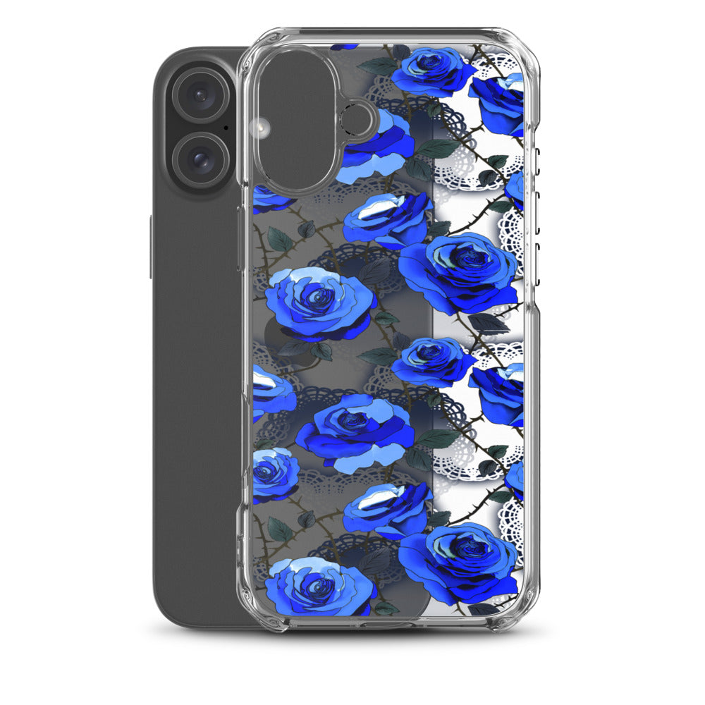 Enchanted Rose (Transparent) iPhone Clear Case (Blue) - iPhone 16 Plus