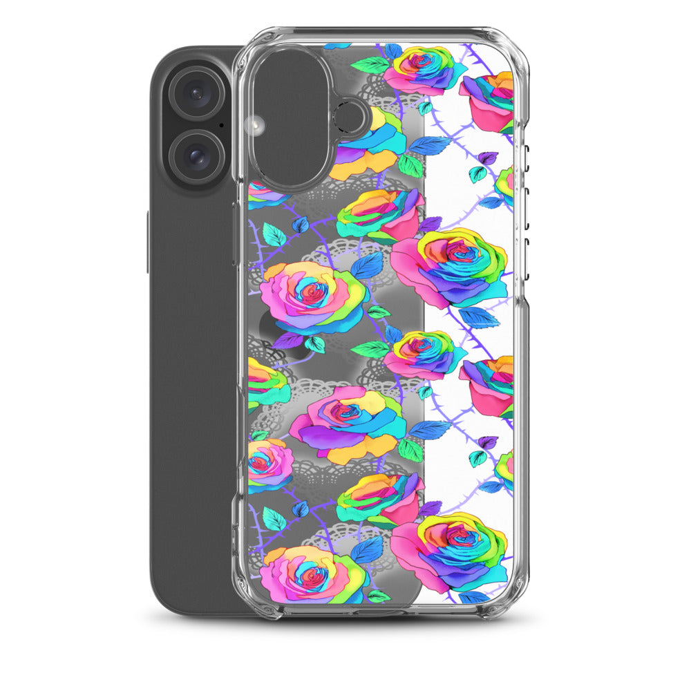 Enchanted Rose (Transparent) iPhone Clear Case (Rainbow) - iPhone 16 Plus