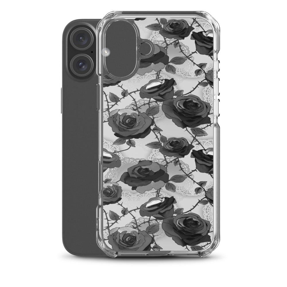 Enchanted Rose iPhone Clear Case (Black) - iPhone 16 Plus
