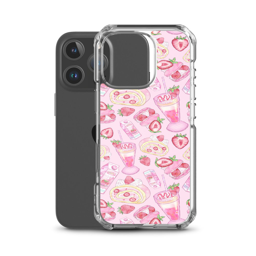 Strawberry iPhone Clear Case (Pink) - iPhone 16 Pro