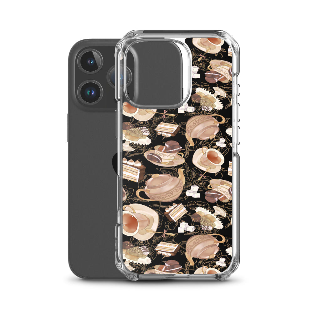 Café iPhone Clear Case (Black) - iPhone 16 Pro