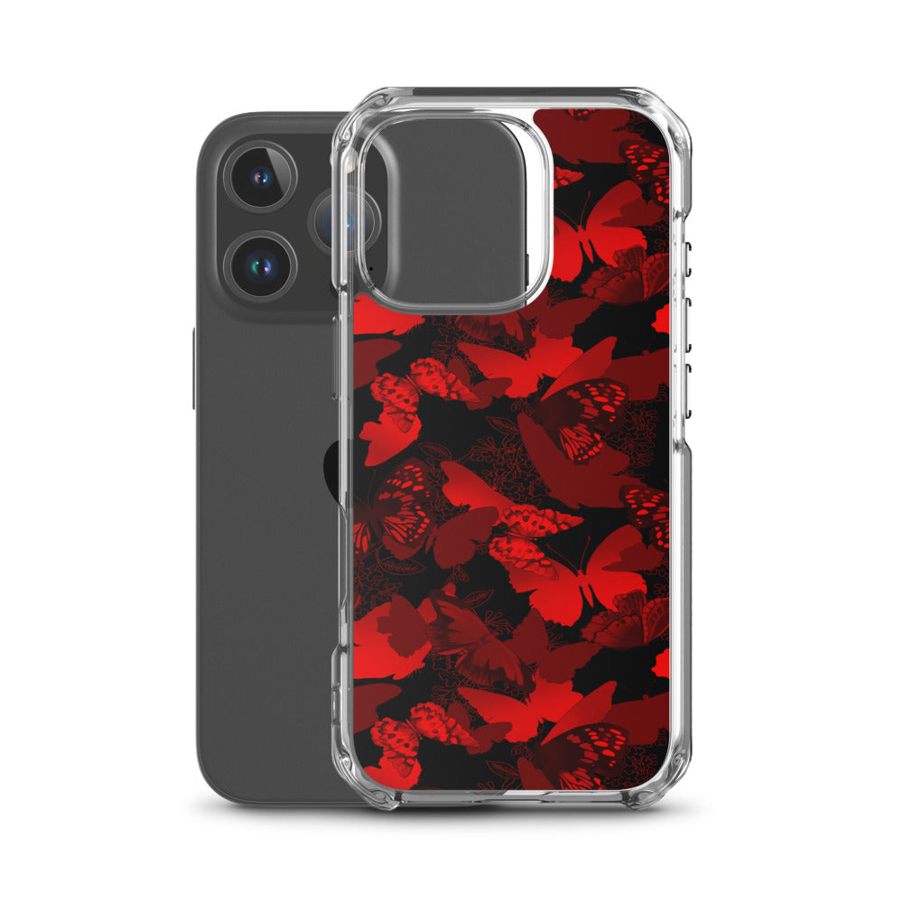 Butterfly iPhone Clear Case (Crimson) - iPhone 16 Pro