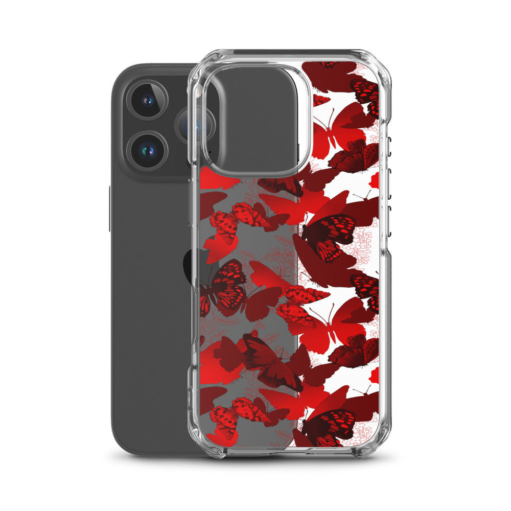 Butterfly iPhone Clear Case (Transparent Crimson) - iPhone 16 Pro