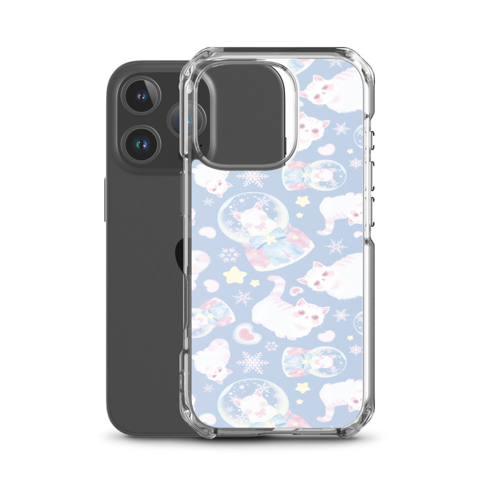Snow Kitten iPhone Clear Case (Blue) - iPhone 16 Pro