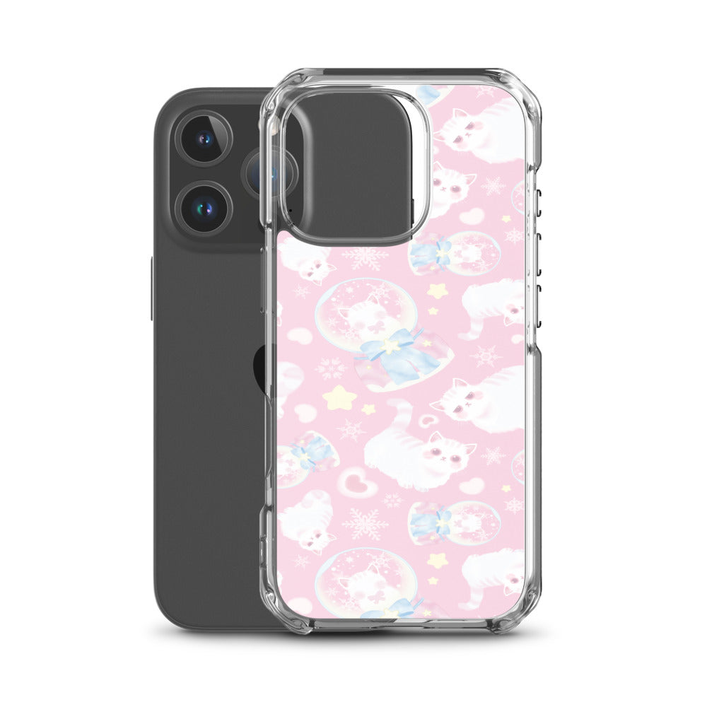 Snow Kitten iPhone Clear Case (Pink) - iPhone 16 Pro