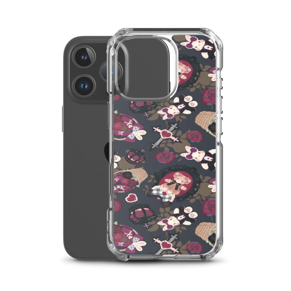 Gothic Teddy iPhone Clear Case (Grey) - iPhone 16 Pro
