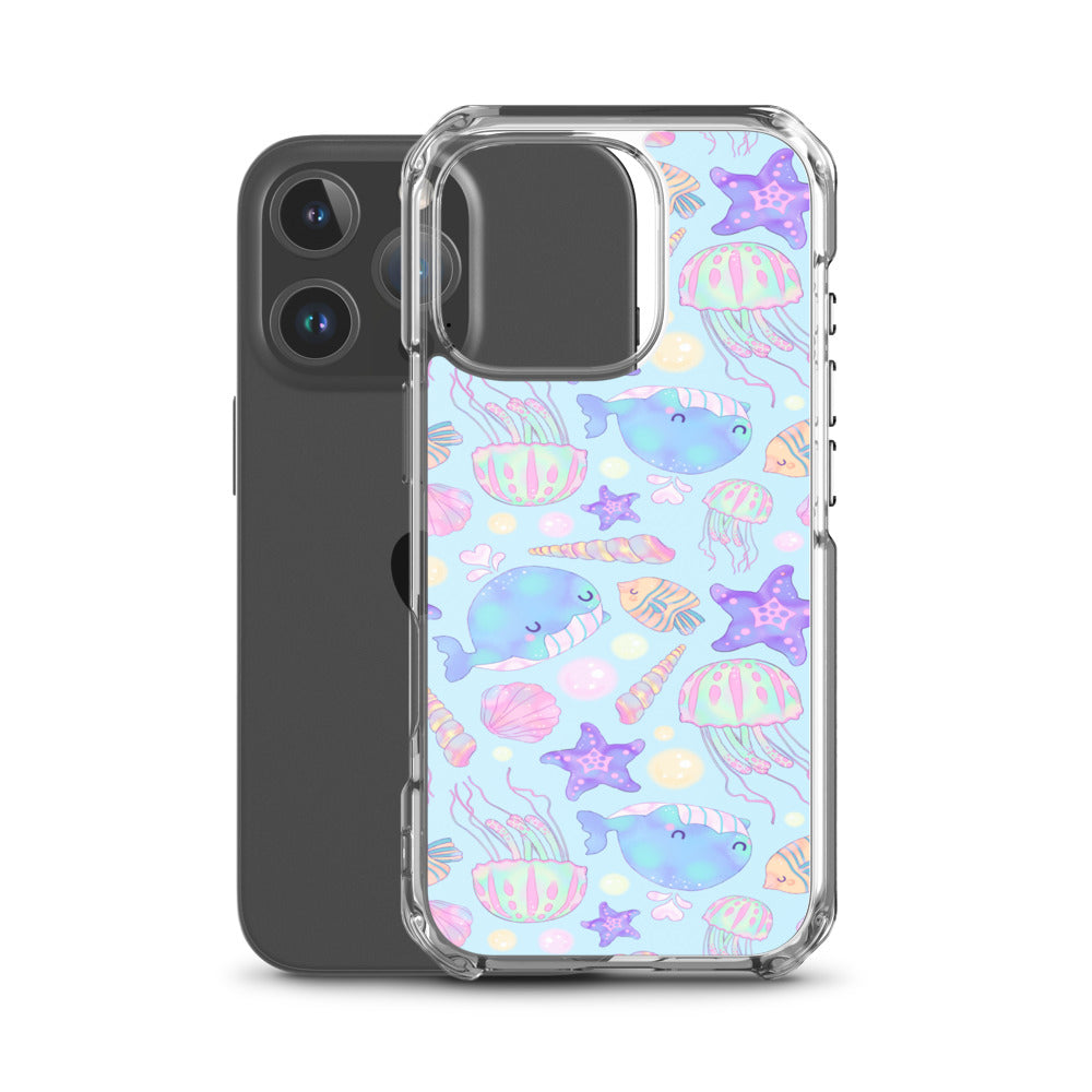 Under the Sea iPhone Clear Case (Blue) - iPhone 16 Pro