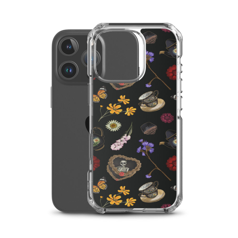 Gothic Tea Time iPhone Clear Case (Black) - iPhone 16 Pro