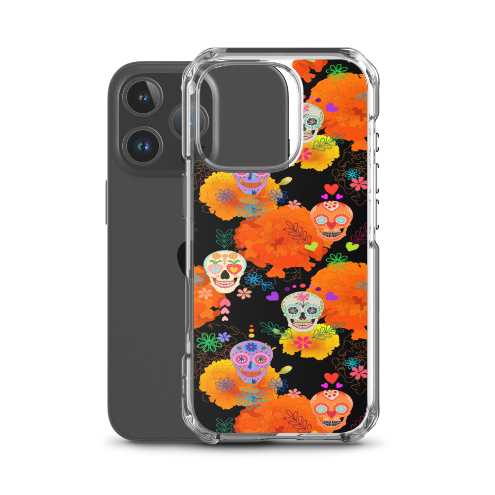 Sugar Skull iPhone Clear Case (Black) - iPhone 16 Pro