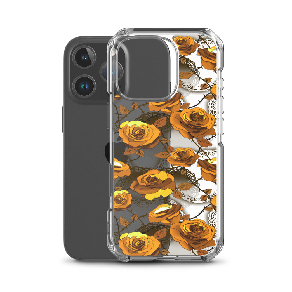 Enchanted Rose (Transparent) iPhone Clear Case (Gold) - iPhone 16 Pro