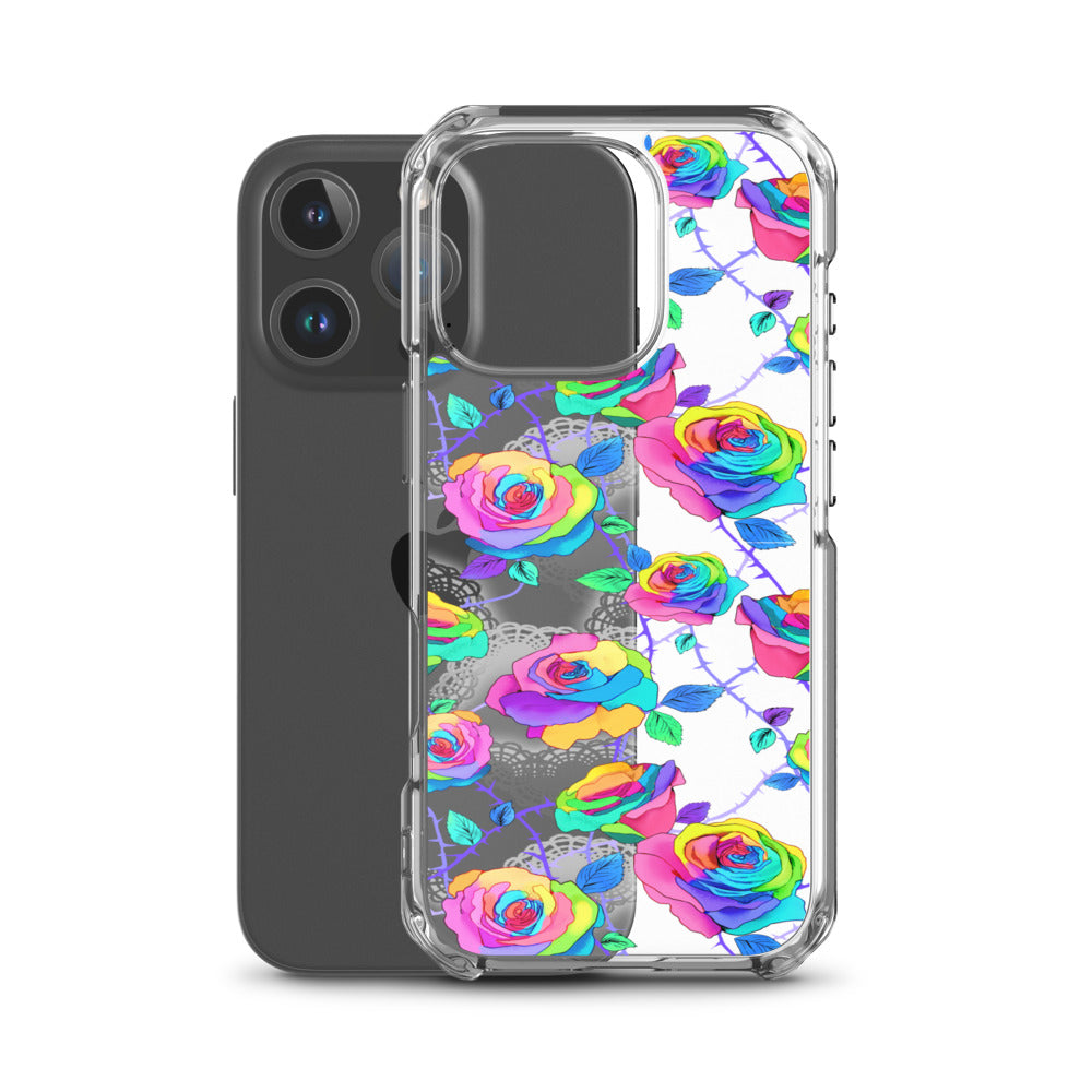 Enchanted Rose (Transparent) iPhone Clear Case (Rainbow) - iPhone 16 Pro