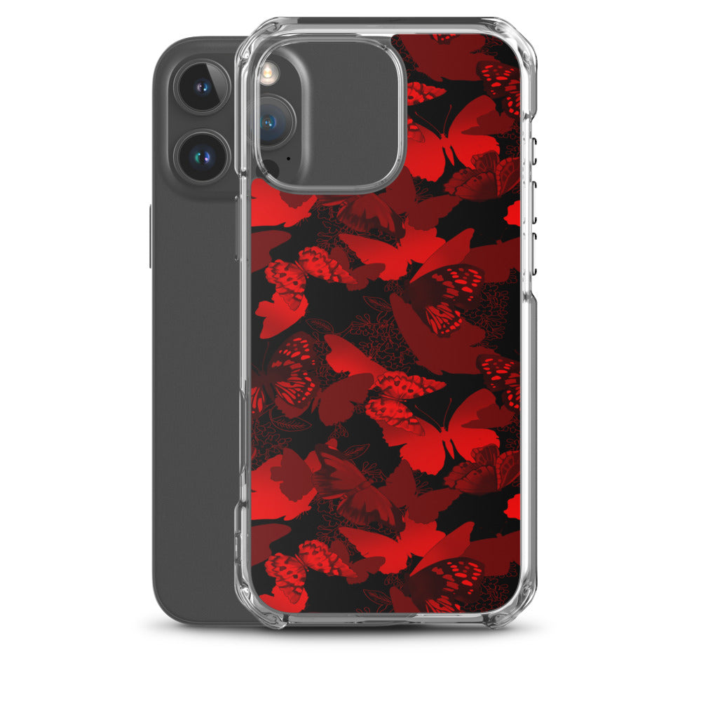 Butterfly iPhone Clear Case (Crimson) - iPhone 16 Pro Max