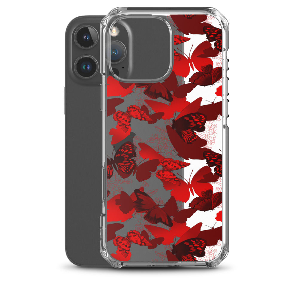 Butterfly iPhone Clear Case (Transparent Crimson) - iPhone 16 Pro Max
