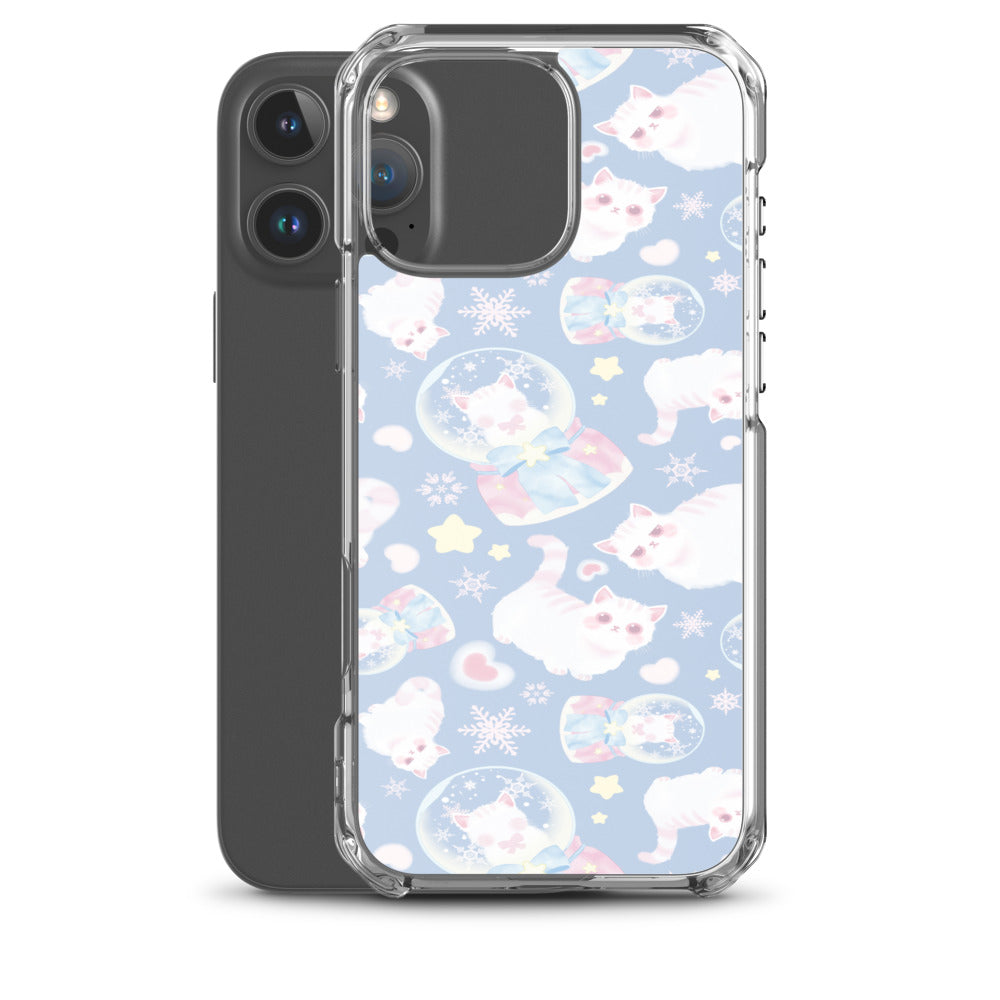 Snow Kitten iPhone Clear Case (Blue) - iPhone 16 Pro Max