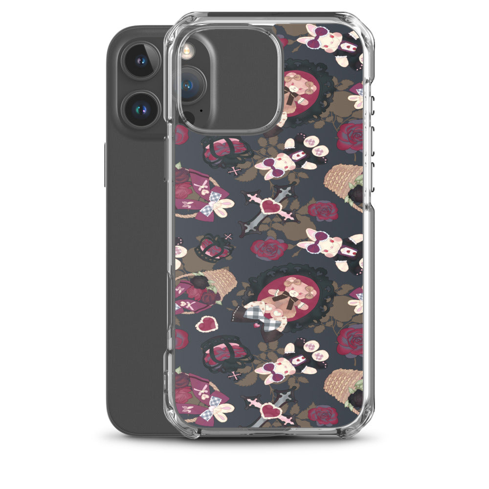 Gothic Teddy iPhone Clear Case (Grey) - iPhone 16 Pro Max