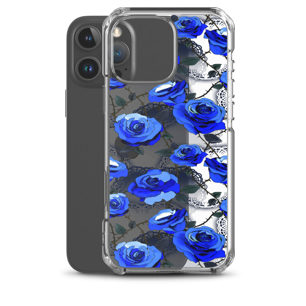Enchanted Rose (Transparent) iPhone Clear Case (Blue) - iPhone 16 Pro Max